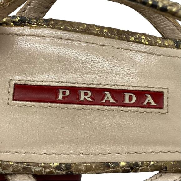 Prada Python T-strap Platform Wedge Sandals size 36.5 - Picture 13 of 16